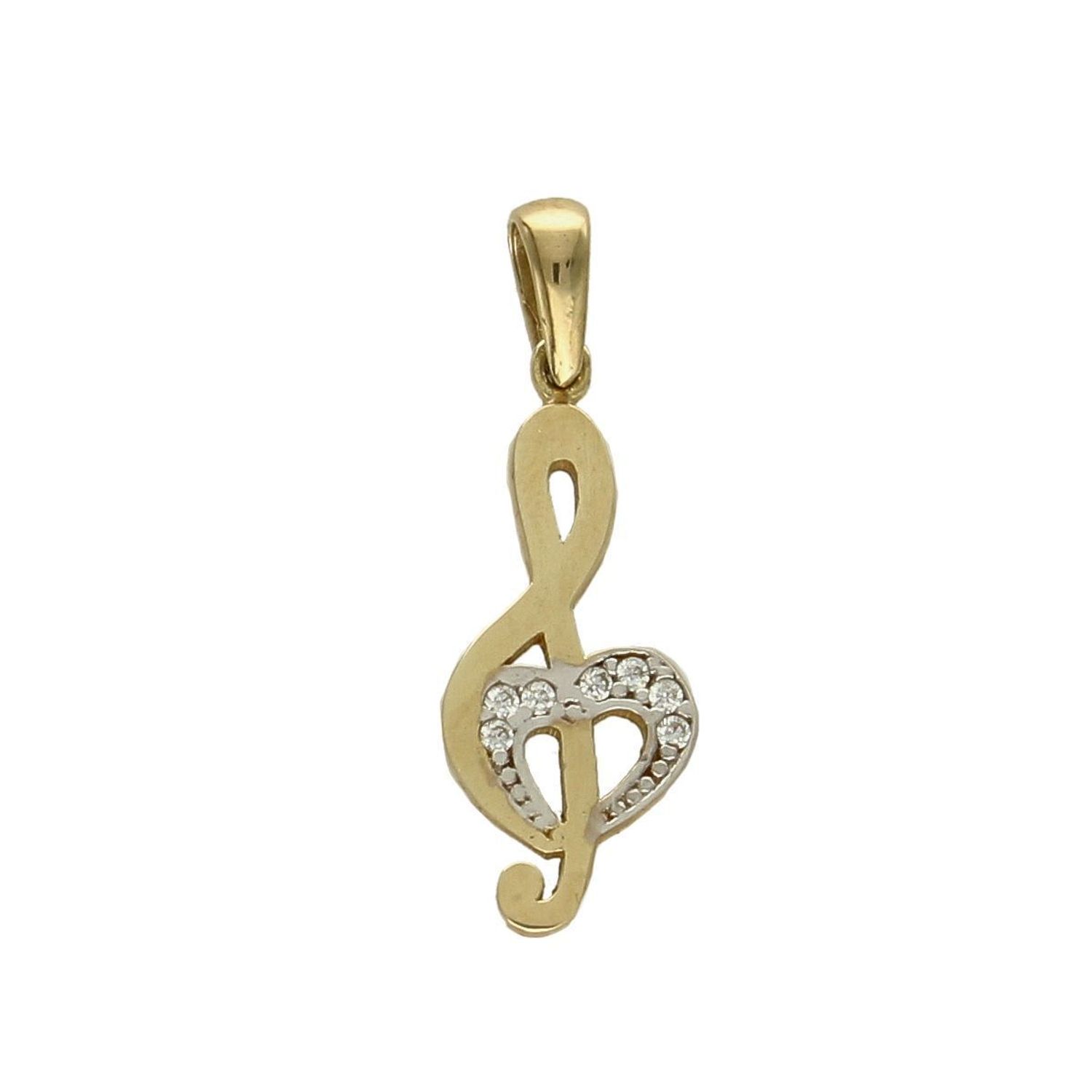 Złota zawieszka 333 klucz wiolinowy z cyrkoniami P 415.jpg